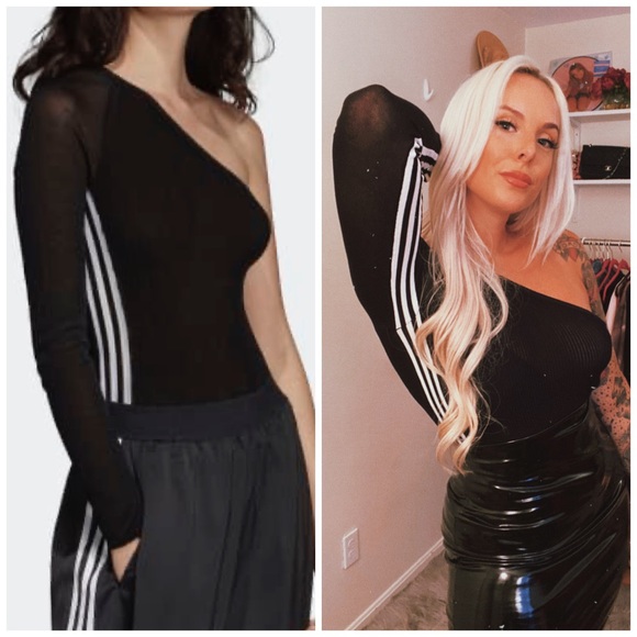 adidas Tops - NWT ADIDAS KNIT ONE SLEEVE BODYSUIT BLACK